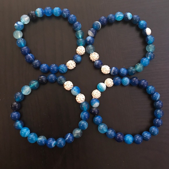 NEW!💙💎BLUE STRIPED AGATE!💎💙BLING! 1 BRACELET!! - Picture 5 of 8